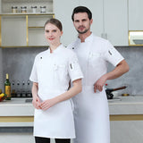 Grey Short Sleeve Chef Jacket Chef Uniform for Men Women Kitchen Restaurant Uniforms Shirts Summer Cook Coat Waiter Clothes