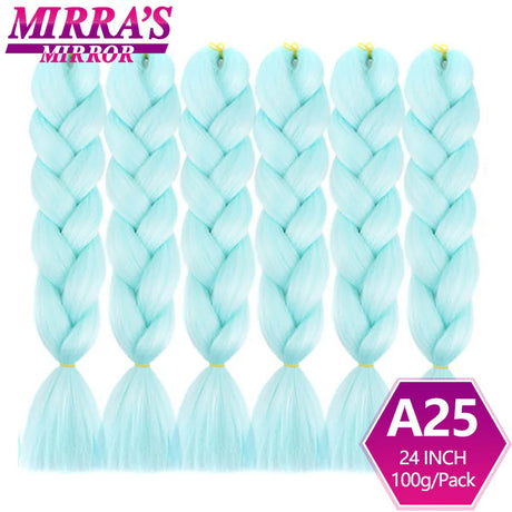 24inch Jumbo Braids Synthetic Hair For Box Braid Ombre Braiding Hair Extensions Three Tone Black Brown Blue Pink Mirra’s Mirror