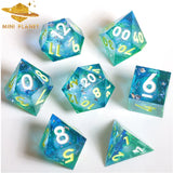 Mini Planet New Design Liquid Core Dice Set DND Handmade Polyhedral Resin Dice with Sharp Edges RPG Dice D&D Board Games