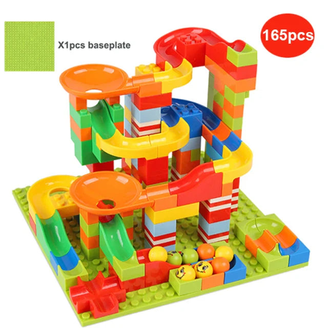 165/330pcs Small Size Marble Race Run Blocks DIY Construction Building Blocks Funnel Slide Blocks Educational Toys For Children