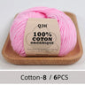 QJH 100% Cotton Yarn, Cotton Baby Sport Weight Yarn, Amigurumi Yarn, Summer Soft Yarn, Crochet/Knitting Yarn - 6 Pcs