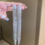 Fashion Statement Earring Long Full Rhinestone Big Earrings For Women Euorpe Evening Party Crystal Tassel Earings Wholesale