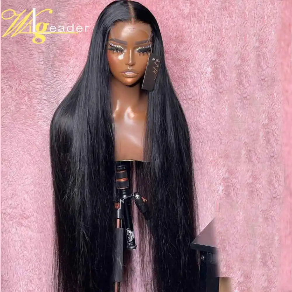 Jet Black 34'' Remy Human Hair HD Lace Frontal Wigs Preplucked Hair Straight 180% 13x6 Front Wigs Transprent Lace Hair Wigs