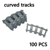 City Trains Track Rail Bricks Model straight curved soft Flexible Switch Uphill Tracks Railway  Building Blocks kids Toys