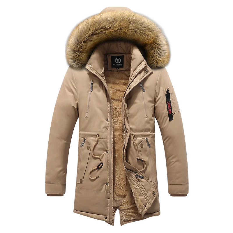 Long Winter Jacket Men Warm Wool Liner Man Jackets Coats Outwear Snow Windbreaker Male Parka Overcoats Fur Collar Hooded Men New