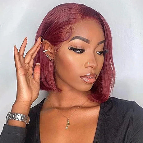 Wear go glueless Bob Wig Lace Front Human Hair Wigs Brazilian Short Bob Wig Natural Color Best Human Hair T Part Lace Wigs 180%