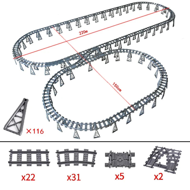 NEW City Trains Flexible Tracks Soft Straight Curved Rails Switch Building Block Creative Models Tailways Toys For Kids Gifts