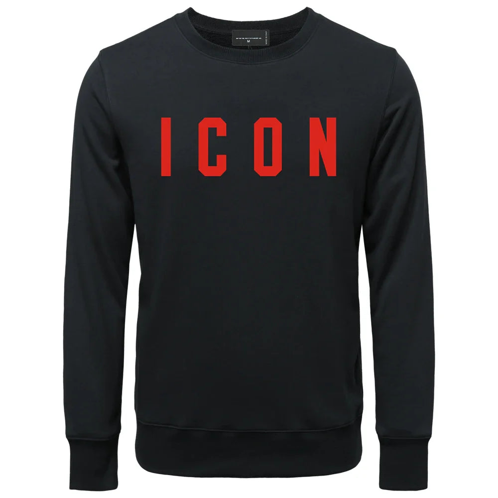 New ICON Men's Cotton Premium Round Neck Printed Letter Sweatshirt Classic Men / Women Round Neck Sweatshirt ICON Men's Hoodie