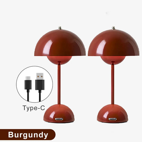 Mushroom Flower Bud Rechargeable LED Table Lamps Desk Night For Bedroom Dining Touch Night Light Simple Modern Decoration