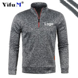 Custom Your Logo Men's Sweatshirts Half Zipper Pullover Male Long Sleeve Flleece Sweater Standcollar Snowflakes Hoodies Men New