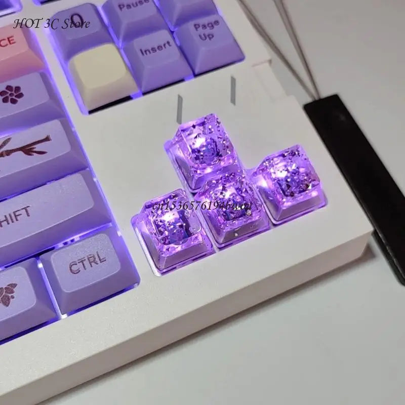 Backlit Keycaps Durable Resin Pink Foil Keycap OEM   Keycap for Gaming Mechanical Keyboard  Replaces