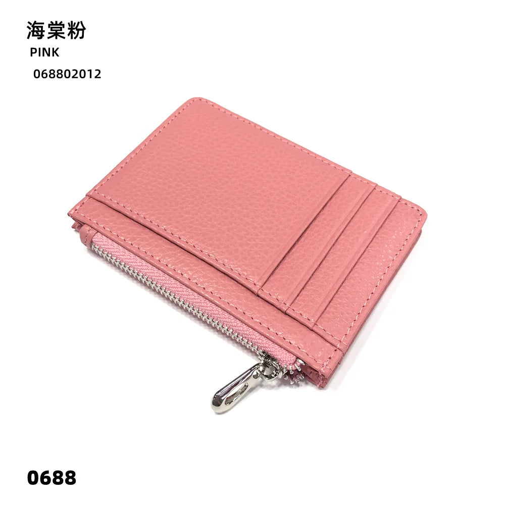 Personalize Initials Mini Wallet 100% Genuine Leather Zipper Coin Purse Card Holder For Men Women Custom Letters Gift Money Bag