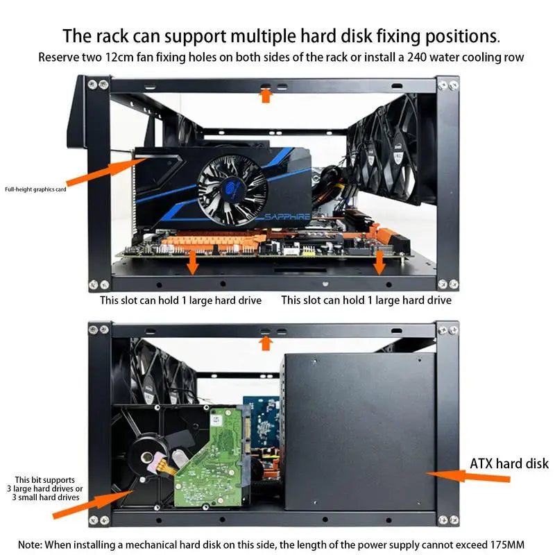 PC Case Compact Computer Housing CaseCase Mini Tower Computer CasePC Case DIY Desktop Chassis