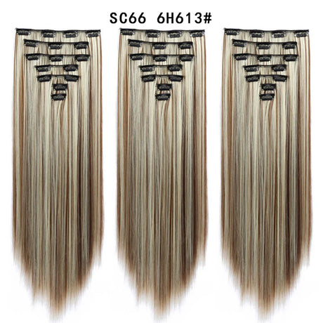 Set Hair Clip In Hair Extensions With Clips Hairpieces Synthetic Extension False/Fake Hair Blonde Eunice Hair Long Hair Pieces