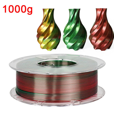 Tri-Color 3D Printer Filament PLA Silk Tricolor for 3D Printing Materials 1.75mm Sublimation Products 1KG 500g 250g Multicolor