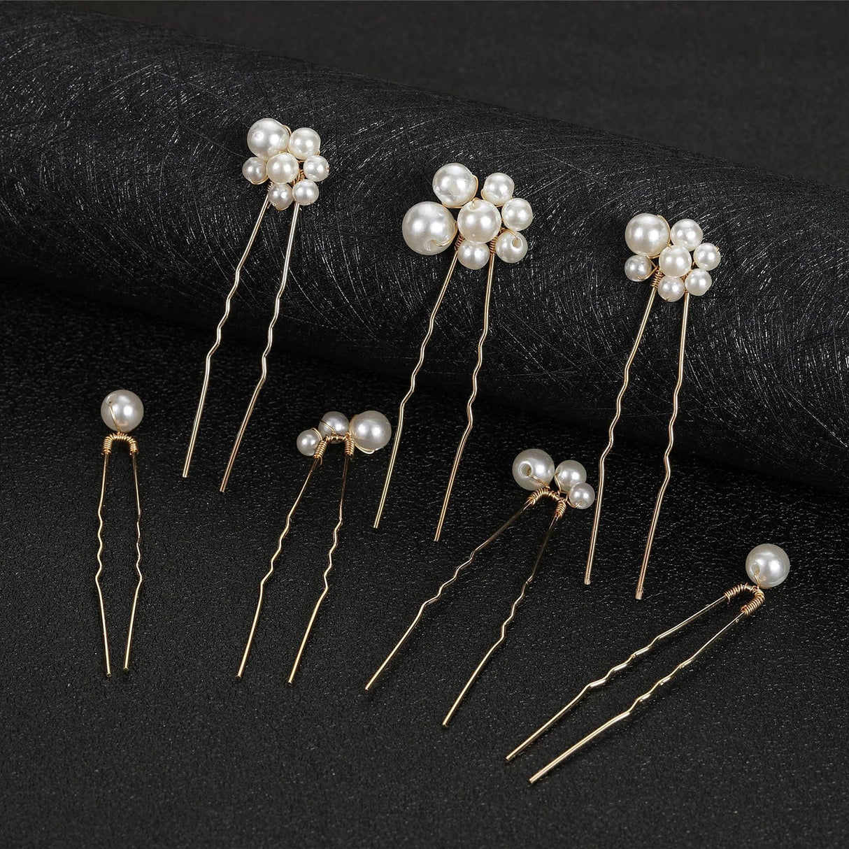 Pearl Flower Hairpin Side Comb Golden Leaf Shaped Alloy Tiaras Wedding Bride Insert Hair Clips Hair Jewelry Bride Headwear