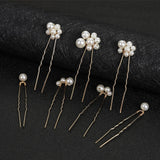 Pearl Flower Hairpin Side Comb Golden Leaf Shaped Alloy Tiaras Wedding Bride Insert Hair Clips Hair Jewelry Bride Headwear