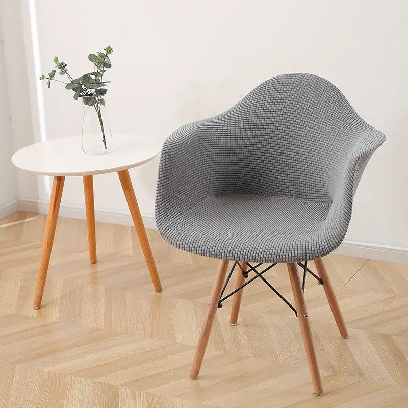 Shell Curved Chair Cover Washable Removable Armless Chair Slipcover Solid Color Stretch Seat Case for Dining Room Banquet Home