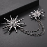 Fashion Star Alloy Rhinestones Women's Snowflake Large Brooch Jewelry Scarf Buckle Women's Tassel Chain Brooch Medal