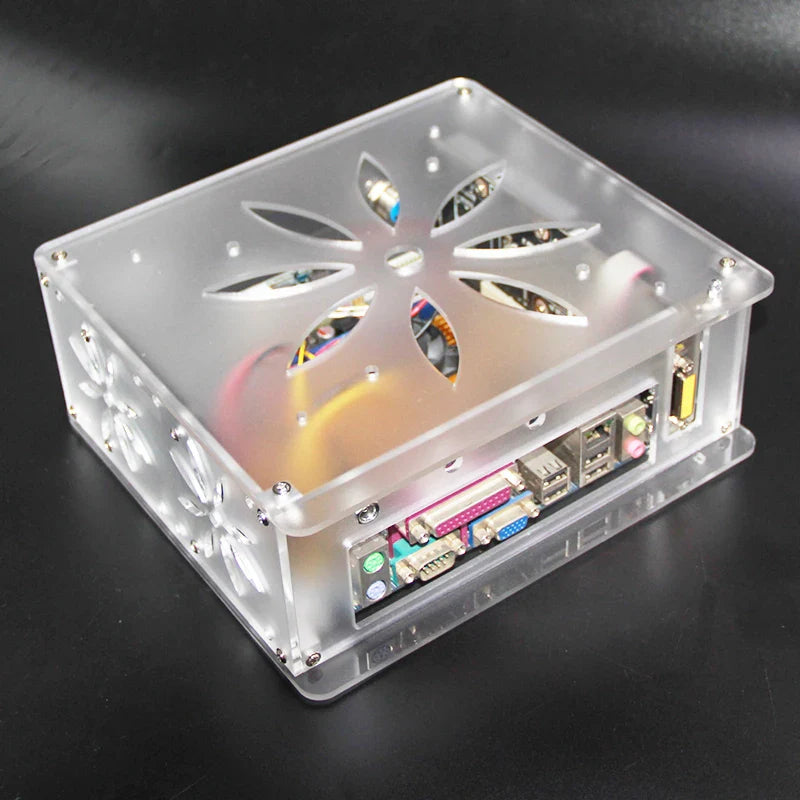 Mini itx computer case Acrylic frosted transparent chassis Personalized key cap switch design supports  Graphics network card