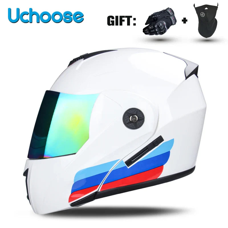 DOT Certification Uchoose Motorcycle Helmet Double Lens Cross Section Helmet Safety Modular Flip Helm Unisex Helmet With Visor