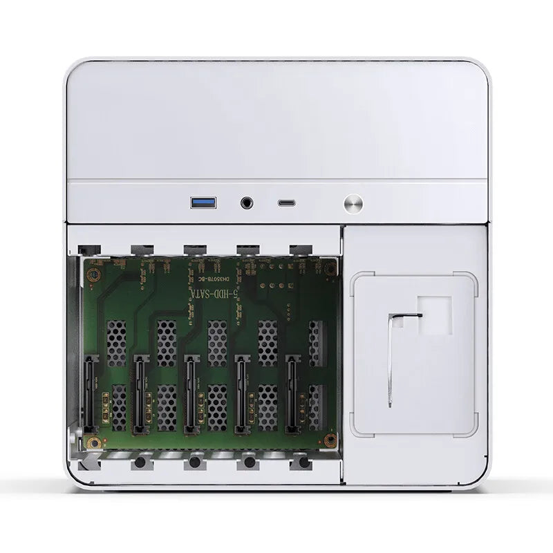 JONSBO N2 White Aluminum NAS Chassis ITX Version Supports SFX Power Slot Compartment 5+1 Hard Drive Slot 12CM Fan Computer Case