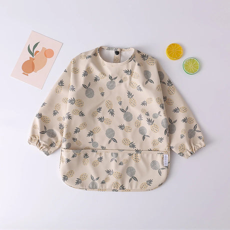 Baby Kids Toddler Long Sleeve Scarf Waterproof Art Smock Feeding Bib Apron Pocket Infant Boys Girls Burp Cloth Bandana Bibs