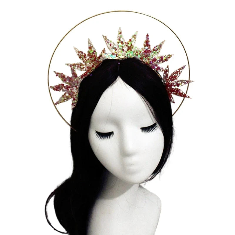 Gorgeous Sun Godmother's Crown Lolita KC Notre Dame Virgin Mary Halo Princess Queen Pope Tiara Headband