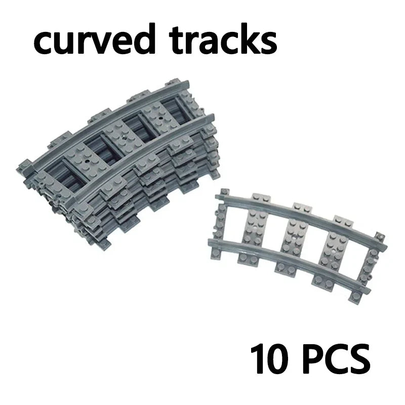 City Track Trains Uphill Flexible Soft Tracks Building Block Forked Straight Curved Railway Bricks Model Construction Toy Gift