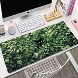 Green Plant Large Gaming Mousepad XXL Gamer Mouse Pad Size For Office Long Table Mat Kawaii Desk For Teen Girls For Bedroom