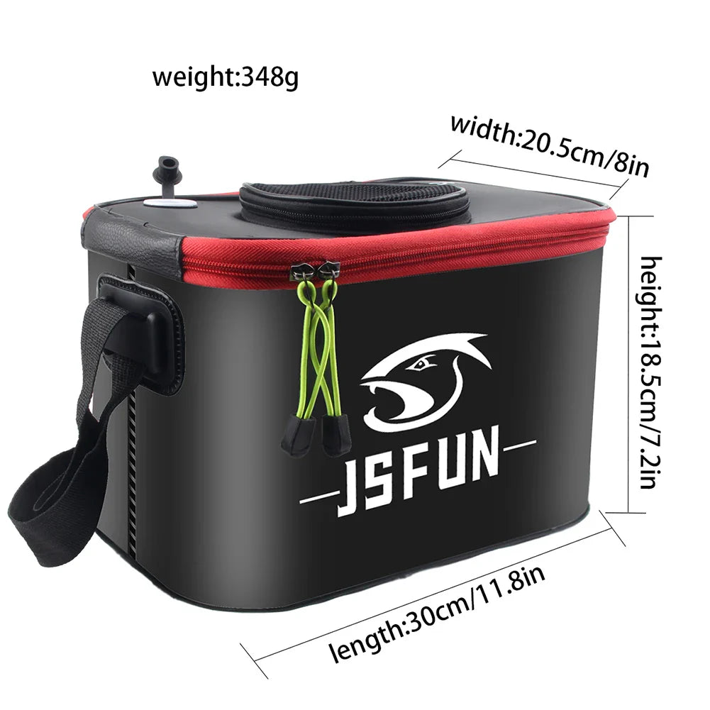 30/40/50CM Folding Fishing Bait Bucket Collapsible Fish Protection Bucket Live Fish Container with Side Pockets and Zipper Tank