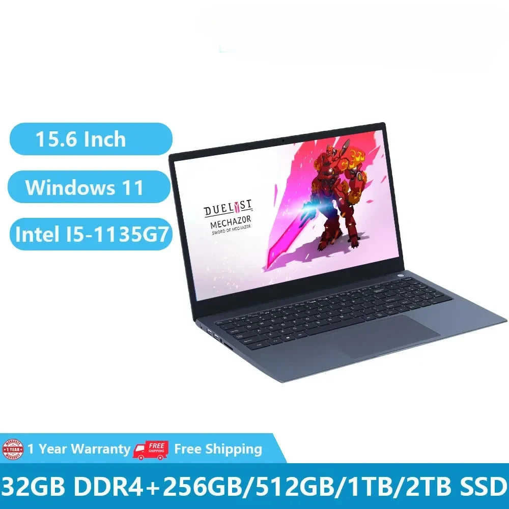 Newest Business Laptops 11th Generation Gaming Notebooks I5 Windows 11 Computer PC Intel I5-1135G7 32GB RAM +2TB WiFi Netbook