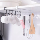 Iron 6 Hooks Storage Shelf Wardrobe Cabinet Metal Under Shelves Mug Cup Hanger Bathroom Kitchen Organizer Hanging Rack Holder