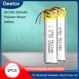 3.7V 220mAh 501240 Battery Li-Polymer Rechargeable Battery 501240 Li Po Lithium Cells for GPS Bluetooth Earphone MP3 MP4 051240