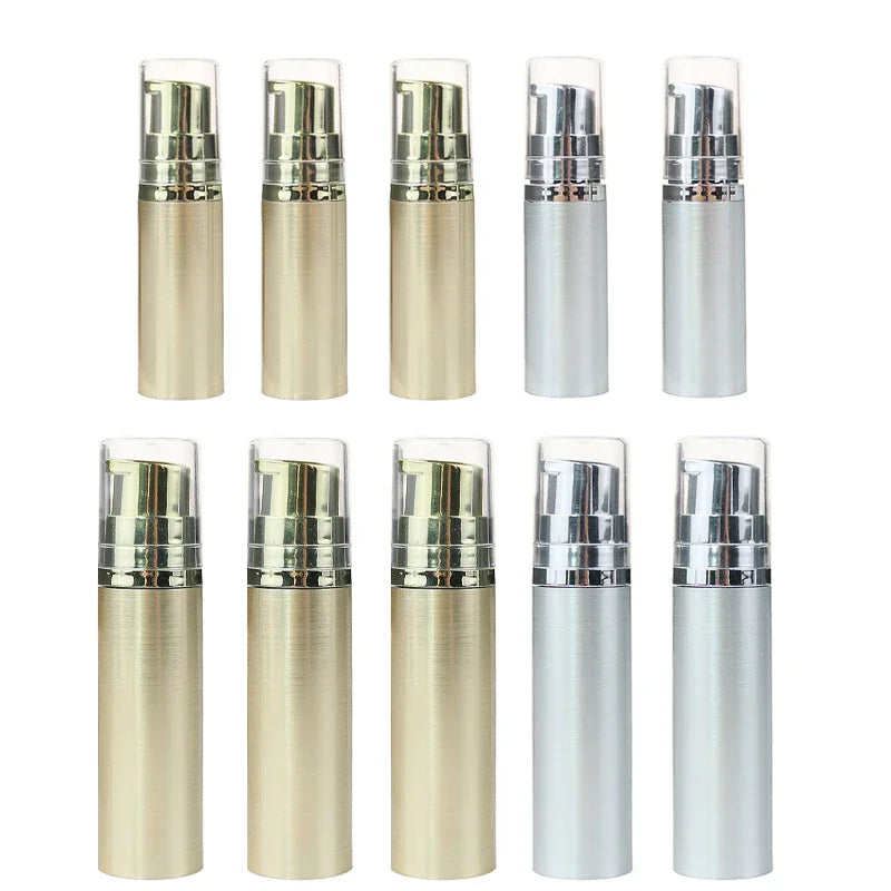 10pcs/sets 5ml 10ml Vacuum Lotion Bottle Refillable Sub-Bottle Cosmetic Container Lotion Pump Bottle Portable Travel Accessories