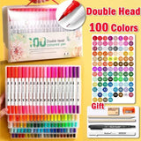 168 Color Marker Pen Set Manga Double-Headed Comic Highlighter Art Painting Drawing Sketch Graffiti Watercolor Stationery