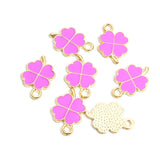 Dopamine Four-leaf Clover Enamel Charms 20pcs DIY Necklace Bracelet Earrings Keyring Amulet Pendants Creative Gift Accessories