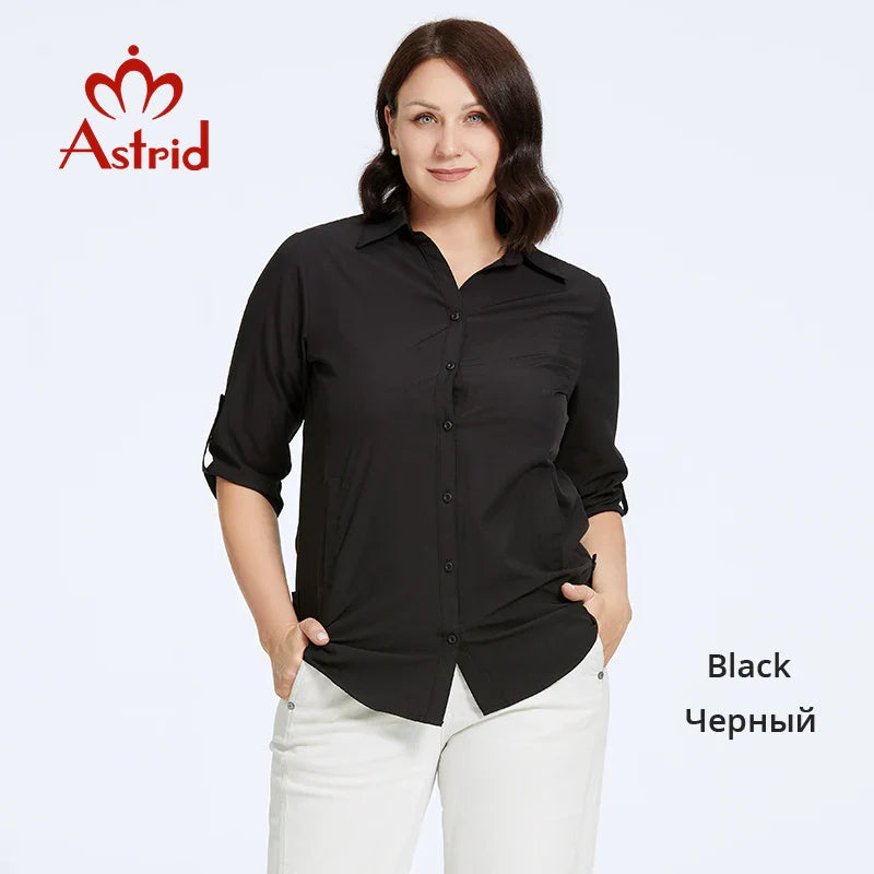 Astrid Autumn Women's Shirt Blouses 2023 Elegant Office Clothing Lapel Female T-shirt Fashion Plus Size Tee Shirt Women Tops