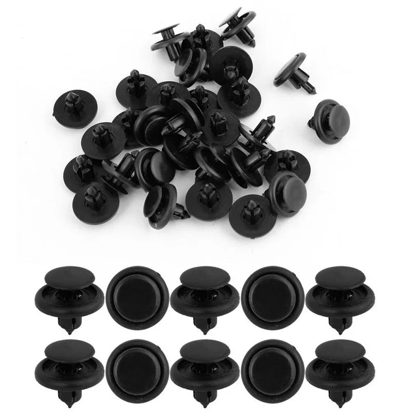 30pcs Diameter 7mm Black Plastic Auto Fasteners Rivets Clips Vehicle Car Bumper Door Panel Fender Liner Clips Retainer Clips