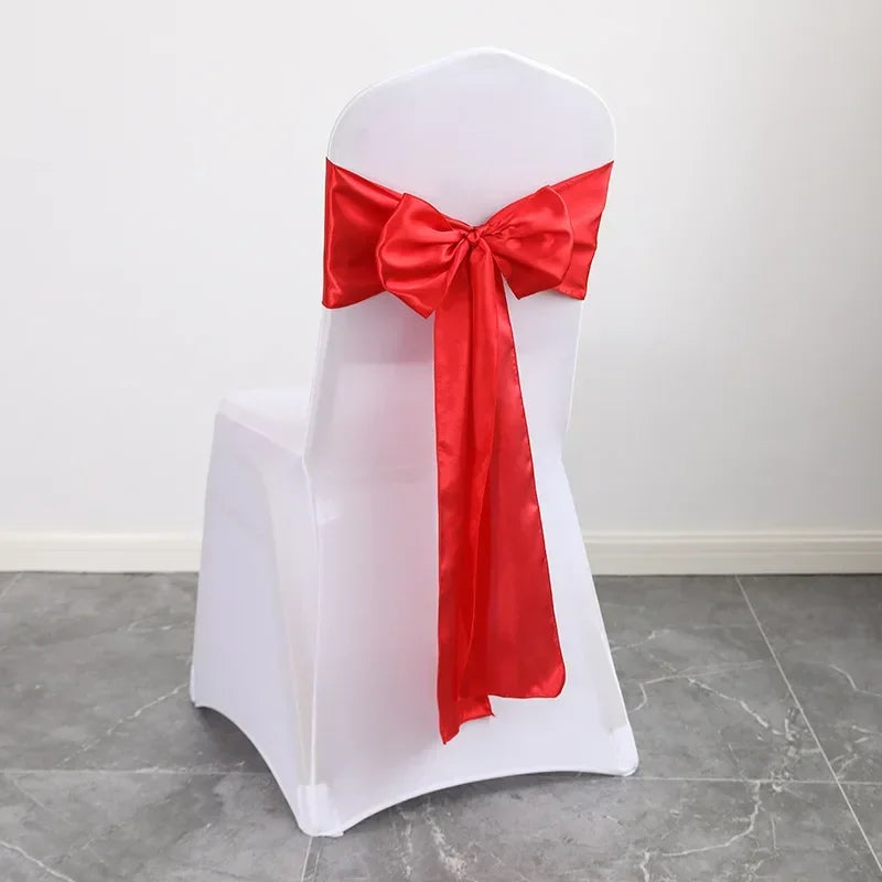 Wholesale 10/50pcs Satin Chair Bow Sashes Wedding Chair Knot Ribbon Ties For Party Event Hotel Banquet Supplies Home Decorations