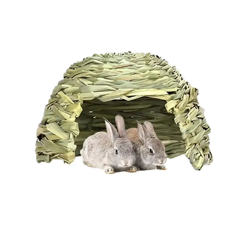 Folding Pet Straw House Guinea Pig Hideouts Small Animal Play Hideaway Beds Habitat Decor Hay Bed Playhouse for Chinchillas