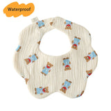 New Thickened 7 Layers Cotton Waterproof Baby Bibs Cute Print Saliva Towel Newborn Burp Cloths for Boys Girls Feeding Drool Bib