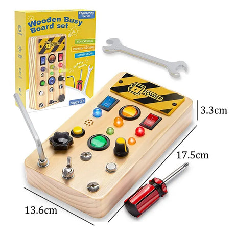 Children Busy Board Montessori Toys Wooden With Led Light Switch Control Board Parish Activities Sensory Games For 2-4 Years Old