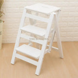 Solid Wood Household Multifunctional Folding Ladder Chair Indoor Climbing Ladder Dual-use Three-step Four-step Ladder Stool