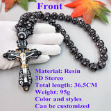 GS111 Cross Holy Image Resin Paintings Fine Beads Decoration Religious Redemption Belief 3D Stereo Car Pendants NecklaceOrnament