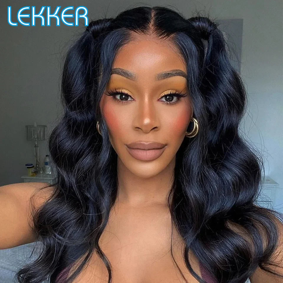 Lekker Wavy 13x1 T Part Lace Front Human Hair Wig For Women Glueless Bob Brazilian Remy Hair 30inch Body Wave Middle Part Wigs