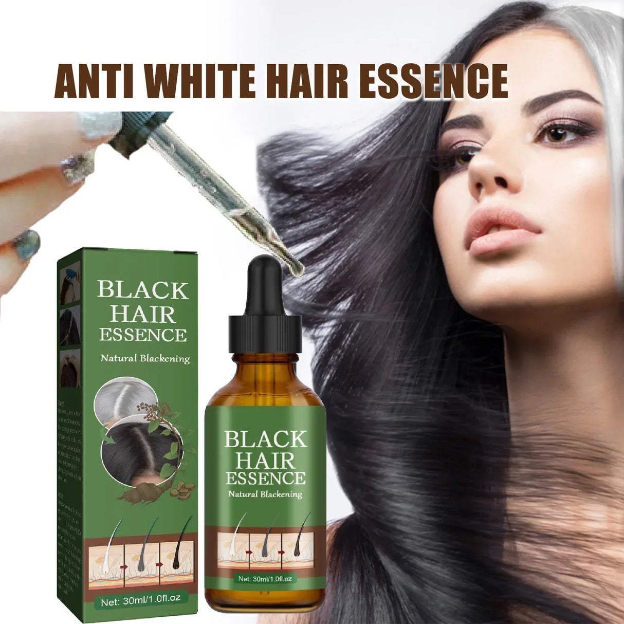 Gray Hair Treatment Serum White to Black Natural Color Repair Nourishing Products Anti-Hair Loss Care Men Women