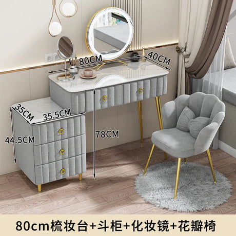 Luxury Nordic Dressing Table Mirror Chair Bedroom LED Modern Dressing Table Drawer Drawer Coiffeuse De Chambre Furniture Makeup