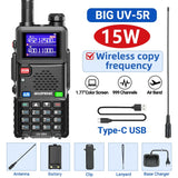 UV-5RH Pro Max 15W Air Band Walkie Talkie Wirless Copy Frequency Tri Power Type-C NOAA Long Range Baofeng 5RM Ham Two Way Radio