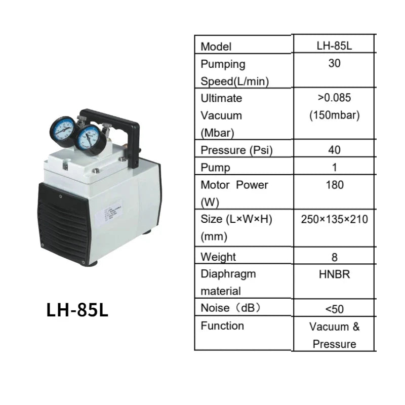 IKEME Lab Oil-free Diaphragm Vacuum Pump Portable Negative Pressure Pump 30L/MIN Laboratory Pump 220V